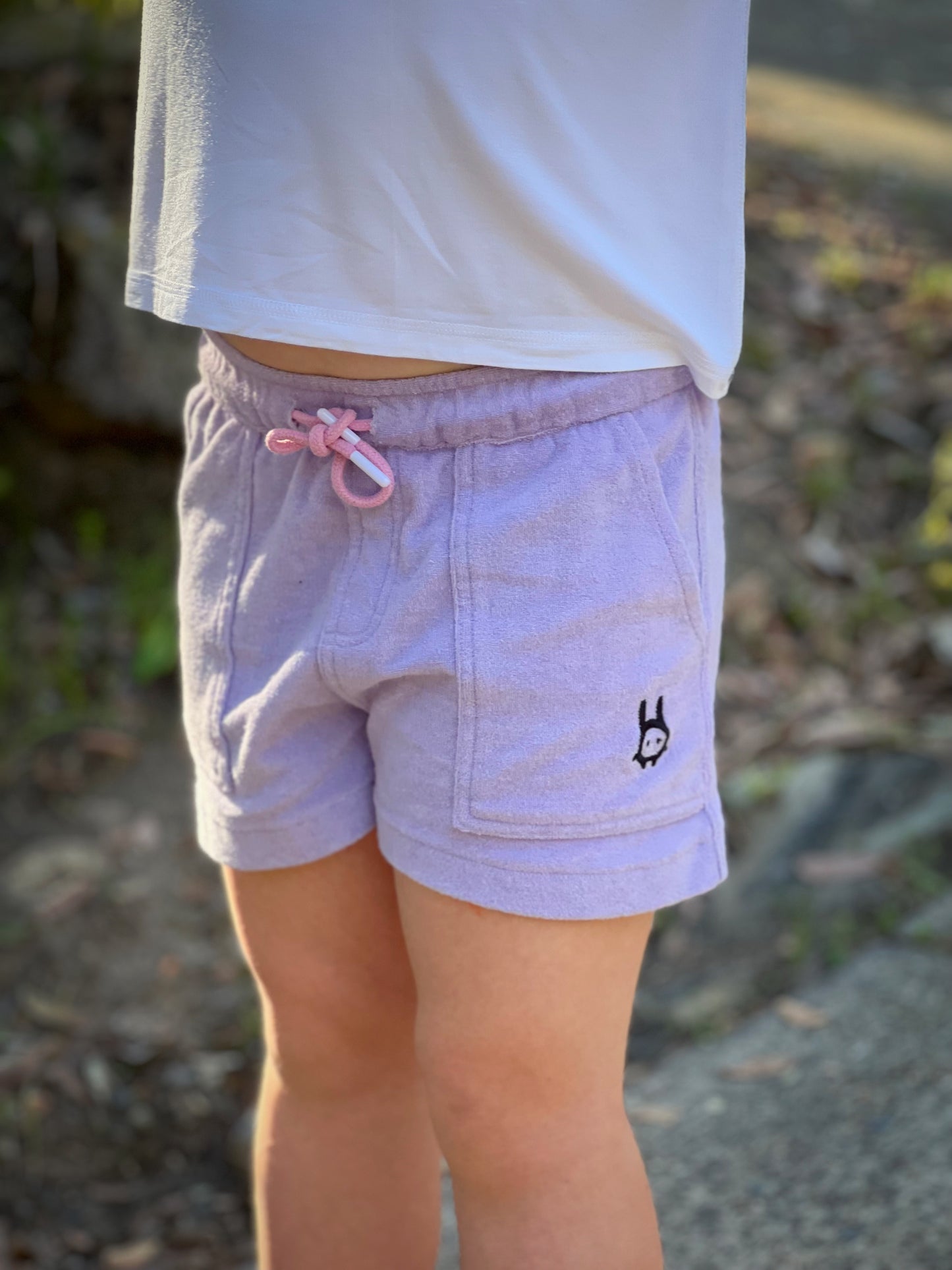 Girls French Terry Shorts in Lavender