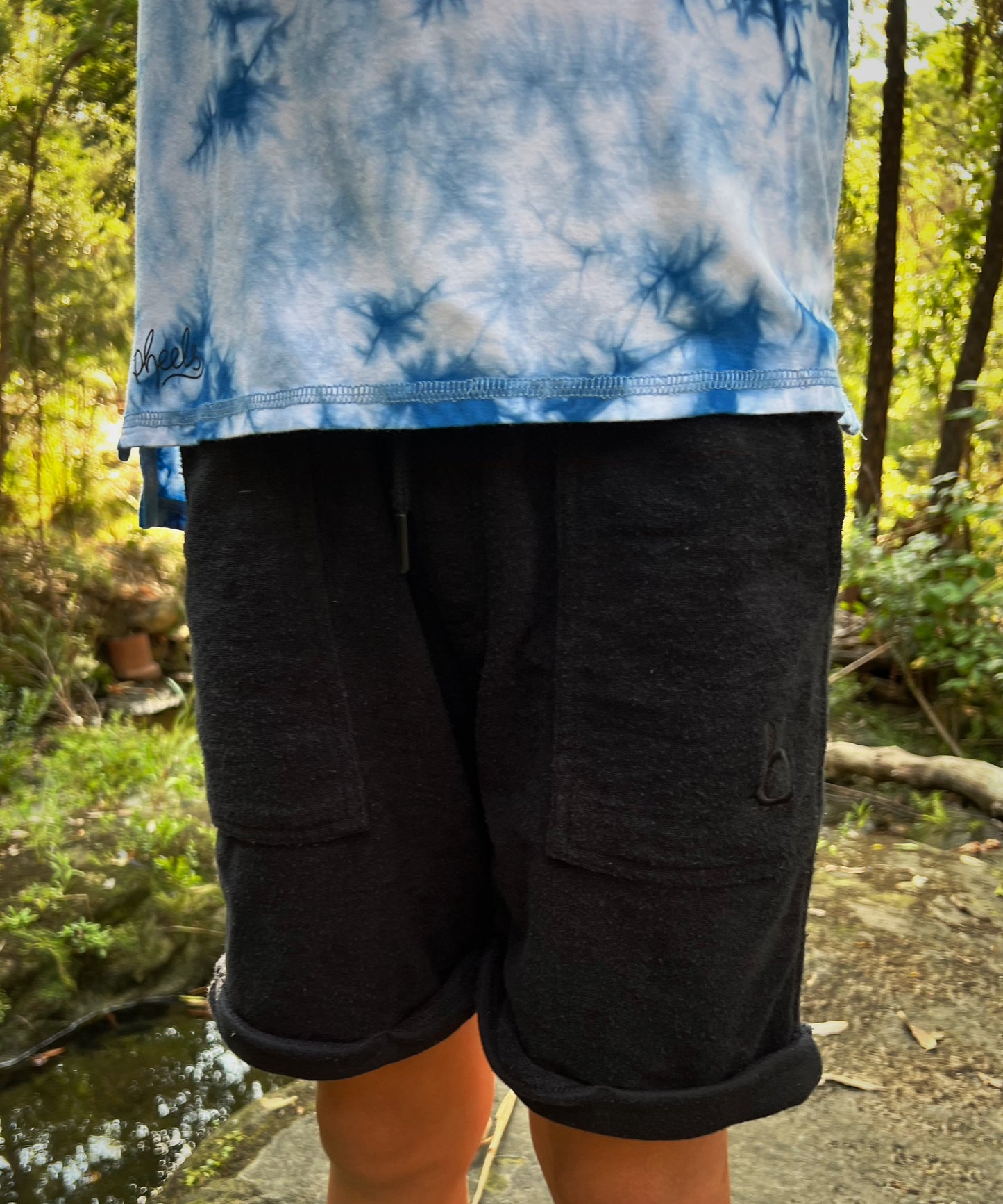 Cuffed French Terry Shorts in Liquorice