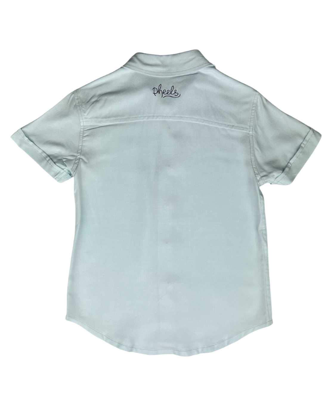 Press Stud Collared Shirt in Aqua